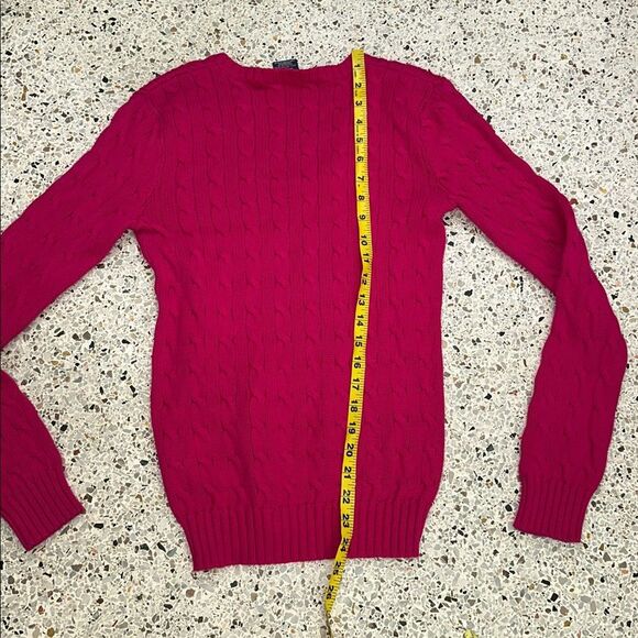 Ralph Lauren Sport 100% cotton cable knit sweater v neck medium m magenta - Picture 5 of 5